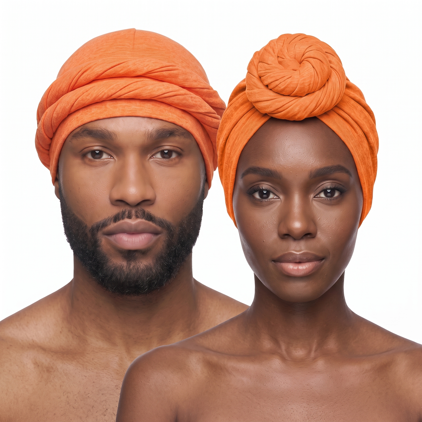Orange Turban and Knot Pro bundle - his and hers - JagRags