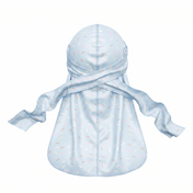 Blue ice cream sprinkle Satin Silky Durag - premium silky durag back view showing wrap straps, tail and stitching