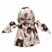 Black Power 4 graphic Satin Silky Durag - premium silky durag back view showing wrap straps, tail and stitching