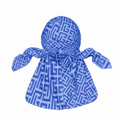 Blue Maze geometric Satin Silky Durag - premium silky durag back view showing wrap straps, tail and stitching