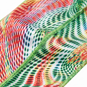 Thermal heat-map optical illusion Satin Silky Durag fabric close-up showing Thermal heat-map optical illusion print and stitching detail