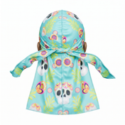 Cinco De Mayo Turquoise festive Satin Silky Durag - premium silky durag back view showing wrap straps, tail and stitching