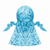 Blue Brains graphic Satin Silky Durag - premium silky durag back view showing wrap straps, tail and stitching