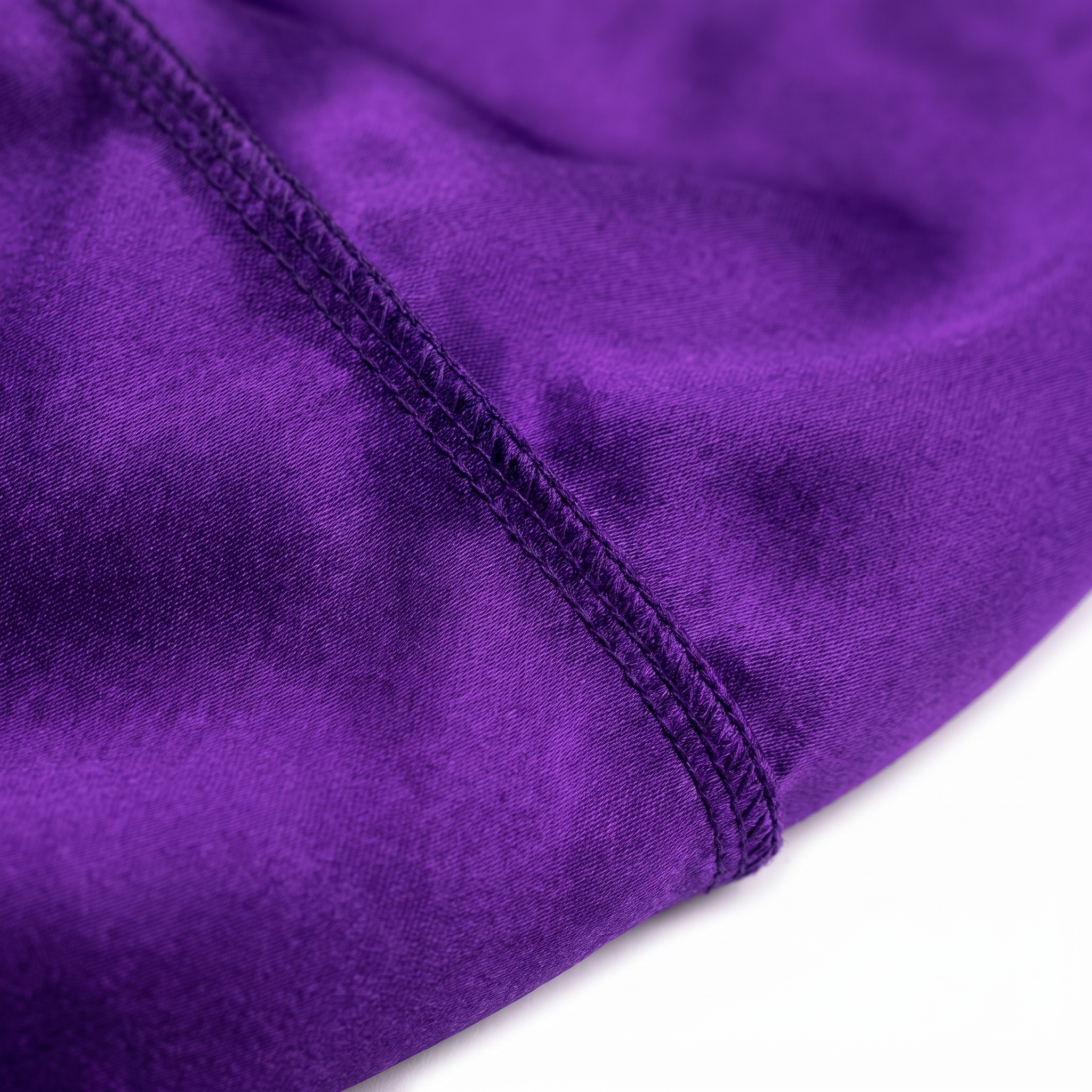 Premium Concord Purple Silk Durag fabric close-up showing Concord Purple silky satin texture and stitching detail