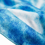 Hurricane swirl graphic Satin Silky Durag fabric close-up showing Hurricane swirl graphic print and stitching detail