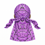 Purple Brains graphic Satin Silky Durag - premium silky durag back view showing wrap straps, tail and stitching