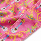 Cinco De Mayo Pink festive Satin Silky Durag fabric close-up showing Cinco De Mayo Pink festive print and stitching detail