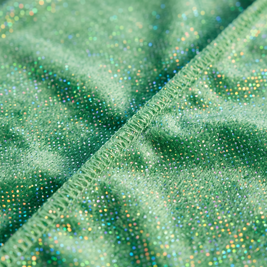 Premium Green Hologram Sparkle Velvet Durag fabric close-up showing texture and stitching detail