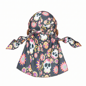 Cinco De Mayo Black festive Satin Silky Durag - premium silky durag back view showing wrap straps, tail and stitching