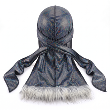 Premium Fur Hologram Durag - premium durag back view showing wrap straps, tail and stitching