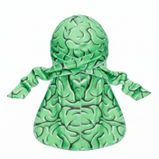 Green Brains graphic Satin Silky Durag - premium silky durag back view showing wrap straps, tail and stitching