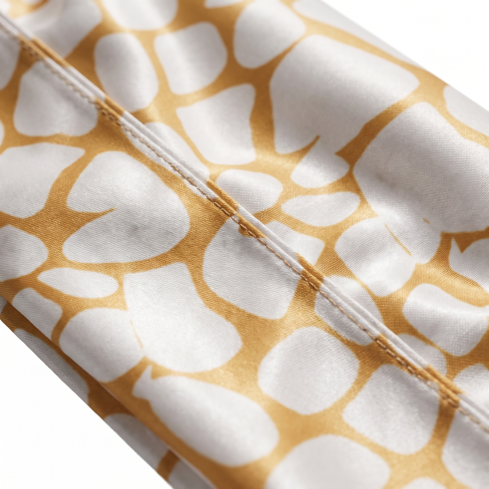 Tan crocodile skin Satin Silky Durag fabric close-up showing Tan crocodile skin print and stitching detail