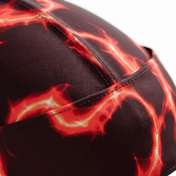 Voltage Red lightning Satin Silky Durag fabric close-up showing Voltage Red lightning print and stitching detail