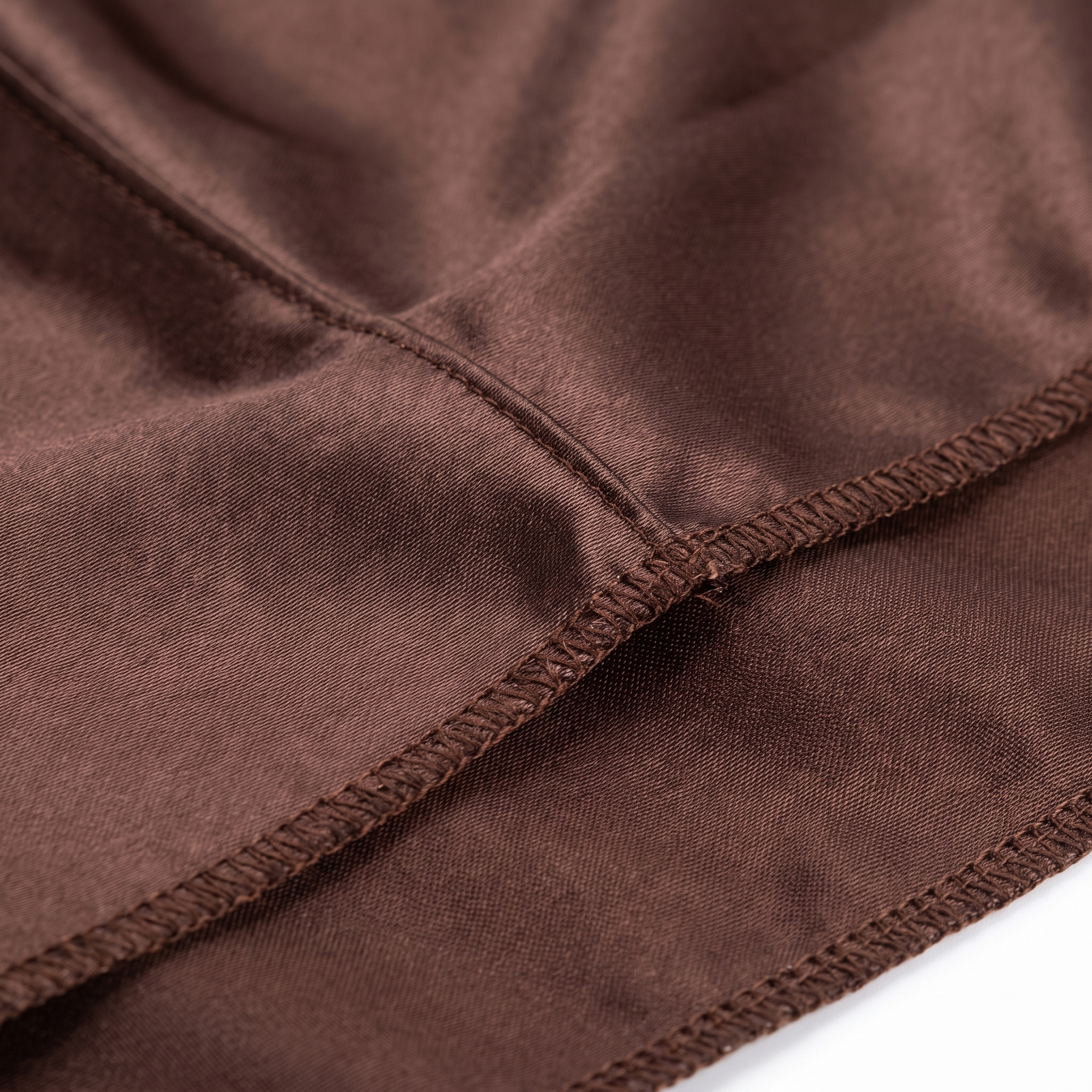 Premium Silk Durag Coffee Brown fabric close-up showing Coffee Brown silky satin texture and stitching detail