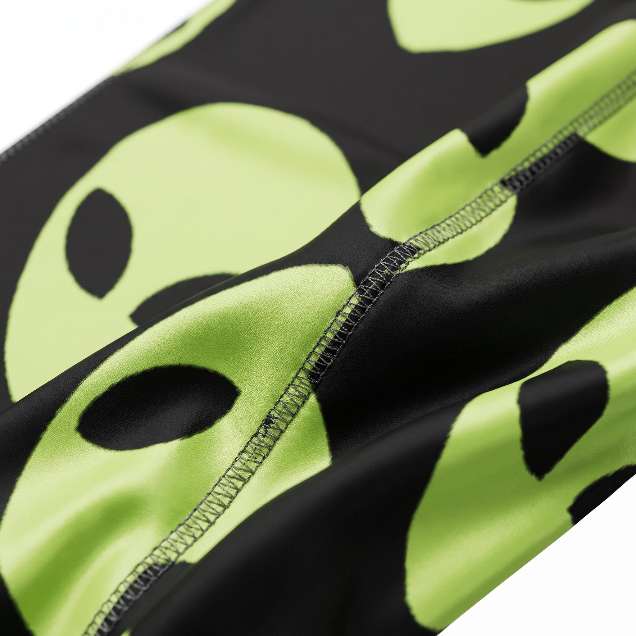 Alien Black graphic Satin Silky Durag fabric close-up showing Alien Black graphic print and stitching detail