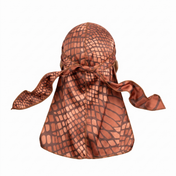 Clay reptile snakeskin Satin Silky Durag - premium silky durag back view showing wrap straps, tail and stitching