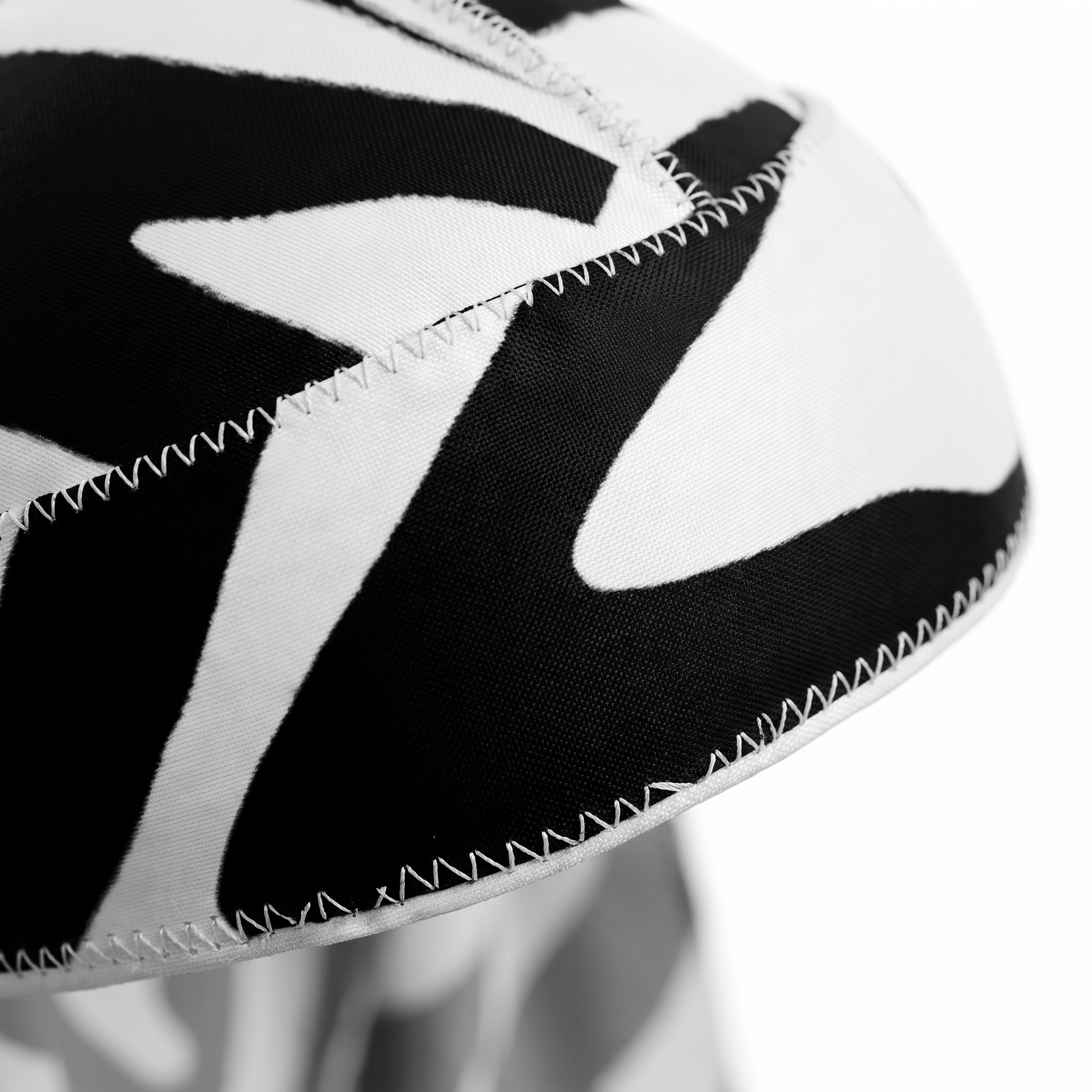 Zebra White animal print Satin Silky Durag fabric close-up showing Zebra White animal print print and stitching detail