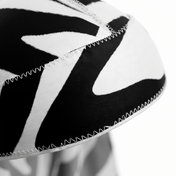 Zebra White animal print Satin Silky Durag fabric close-up showing Zebra White animal print print and stitching detail