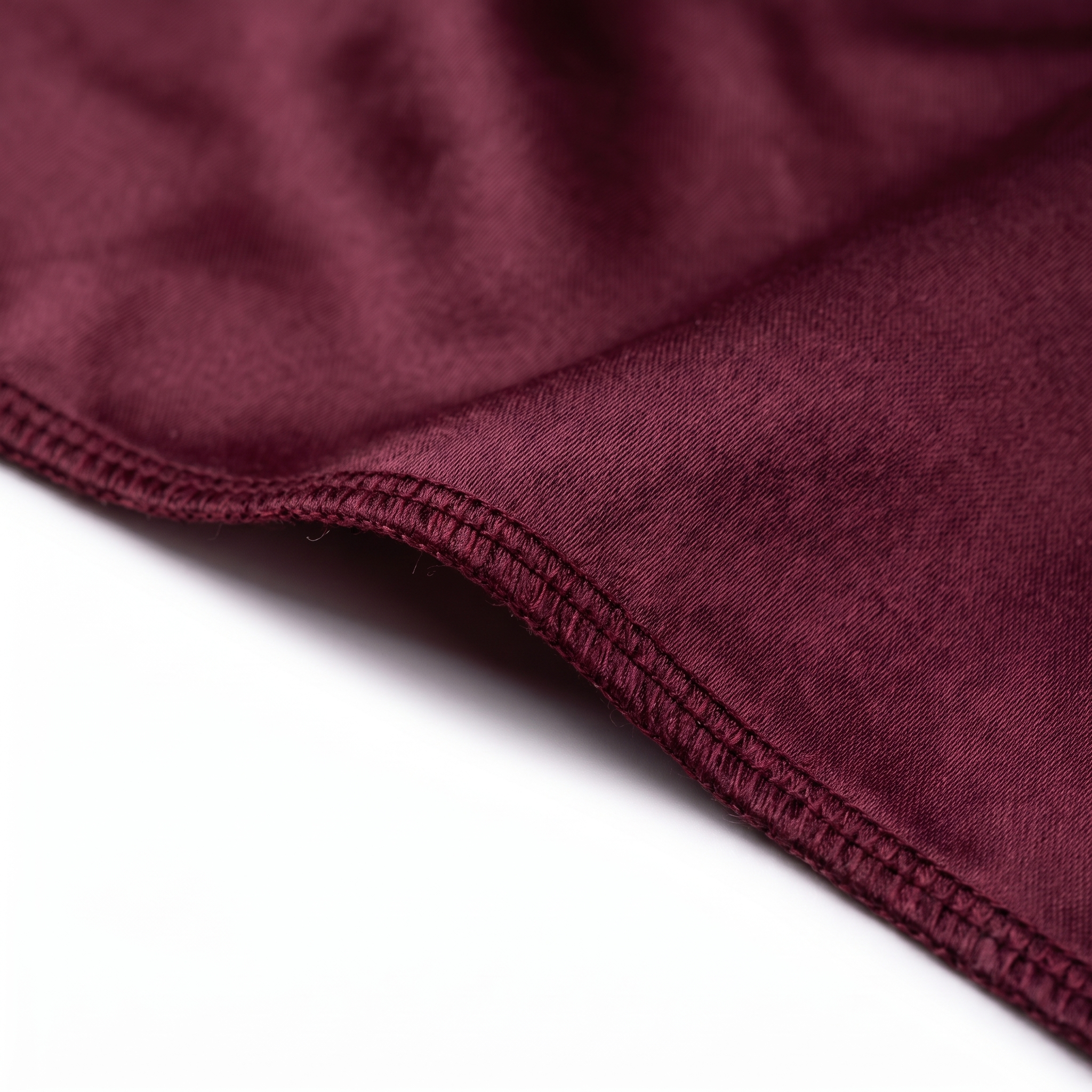 Premium Wine Red Silk Durag fabric close-up showing Wine Red silky satin texture and stitching detail