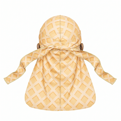 Honey Cone waffle-cone Satin Silky Durag - premium silky durag back view showing wrap straps, tail and stitching