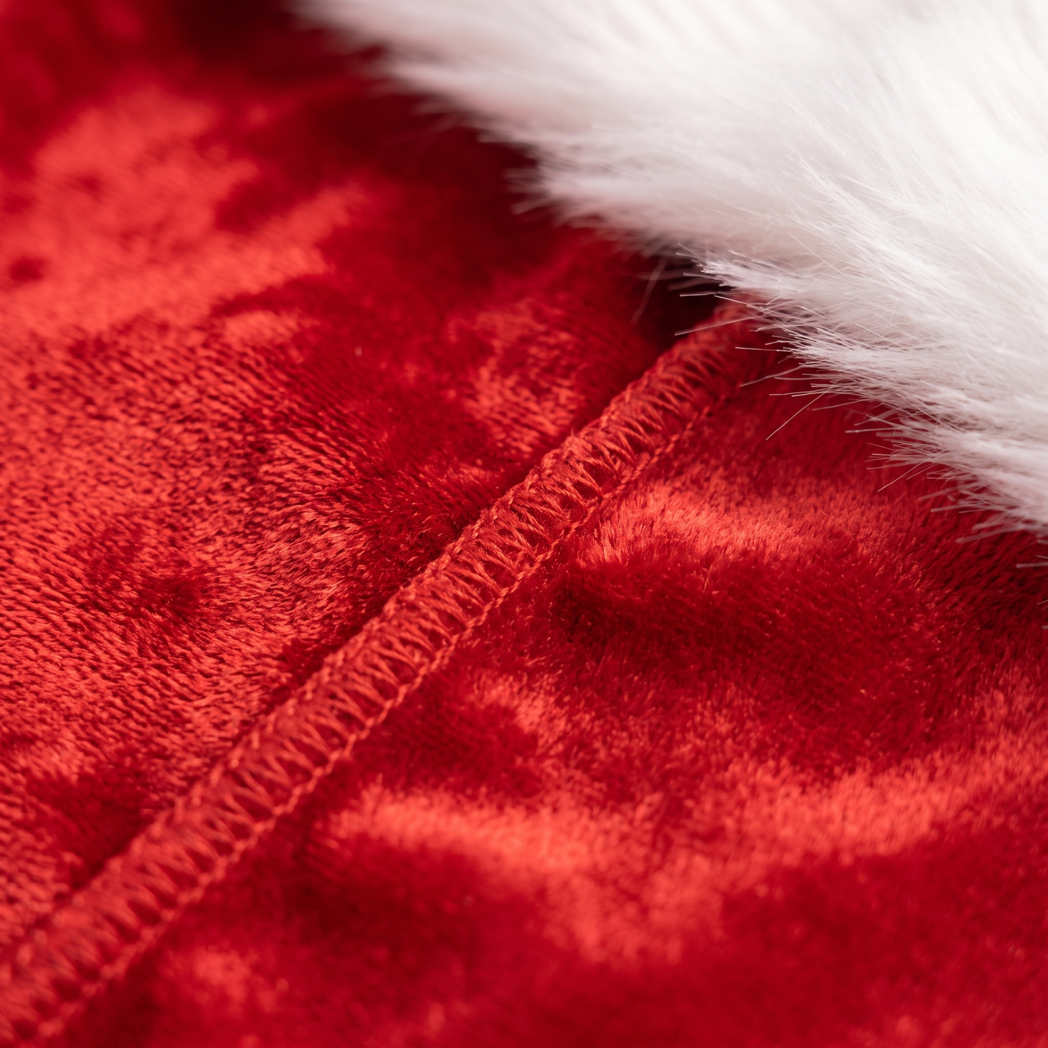 Premium Fur Red Santa Durag fabric close-up showing texture and stitching detail