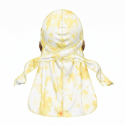 Gold Tye Dye Satin Silky Durag - premium silky durag back view showing wrap straps, tail and stitching