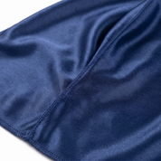 Premium Navy Blue Silk Durag fabric close-up showing Navy Blue silky satin texture and stitching detail