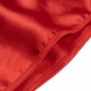 Premium Toronto Red Silk Durag fabric close-up showing Toronto Red silky satin texture and stitching detail