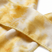 Gold Tye Dye Satin Silky Durag fabric close-up showing Gold Tye Dye print and stitching detail