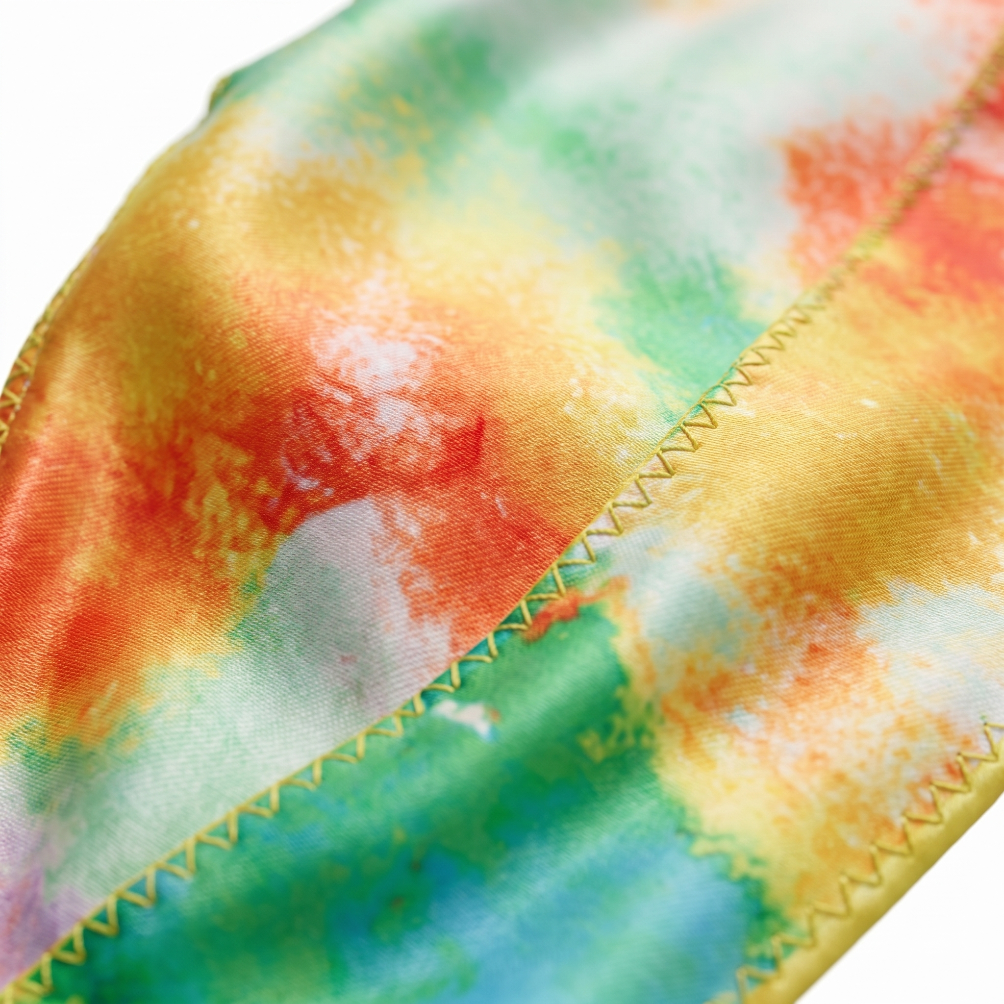 Pastel Heat Map Satin Silky Durag fabric close-up showing Pastel Heat Map print and stitching detail