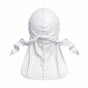 Ash Grey Maze geometric Satin Silky Durag - premium silky durag back view showing wrap straps, tail and stitching
