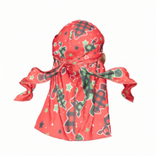 Christmas Time Red holiday Satin Silky Durag - premium silky durag back view showing wrap straps, tail and stitching