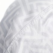 Ash Grey Maze geometric Satin Silky Durag fabric close-up showing Ash Grey Maze geometric print and stitching detail