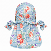 Denim Jean Retro Roses floral Satin Silky Durag - premium silky durag back view showing wrap straps, tail and stitching