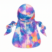 Pastel Cool Satin Silky Durag - premium silky durag back view showing wrap straps, tail and stitching