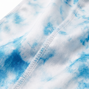 Blue Tye Dye Satin Silky Durag fabric close-up showing Blue Tye Dye print and stitching detail