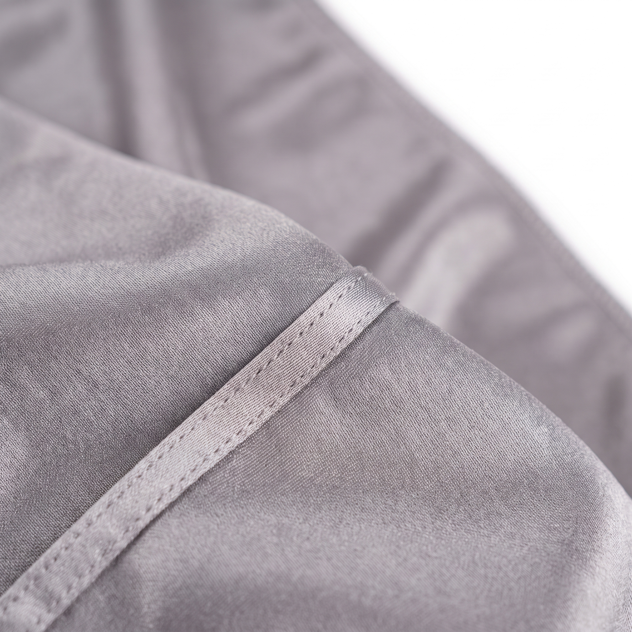 Premium Silver Grey Silk Durag fabric close-up showing Silver Grey silky satin texture and stitching detail