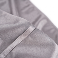 Premium Silver Grey Silk Durag fabric close-up showing Silver Grey silky satin texture and stitching detail