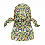 Cinco De Mayo Green festive Satin Silky Durag - premium silky durag back view showing wrap straps, tail and stitching
