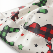 Christmas Time Cream holiday Satin Silky Durag fabric close-up showing Christmas Time Cream holiday print and stitching detail