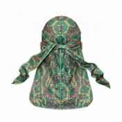 Digital Chameleon Prey pixel camo Satin Silky Durag - premium silky durag back view showing wrap straps, tail and stitching