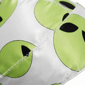 Alien White graphic Satin Silky Durag fabric close-up showing Alien White graphic print and stitching detail