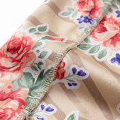 Khaki retro roses floral Satin Silky Durag fabric close-up showing Khaki retro roses floral print and stitching detail
