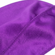 Premium Purple Silk Durag fabric close-up showing Purple silky satin texture and stitching detail