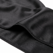 Premium Black Silk Durag fabric close-up showing Black silky satin texture and stitching detail