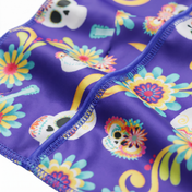 Cinco De Mayo Indigo festive Satin Silky Durag fabric close-up showing Cinco De Mayo Indigo festive print and stitching detail