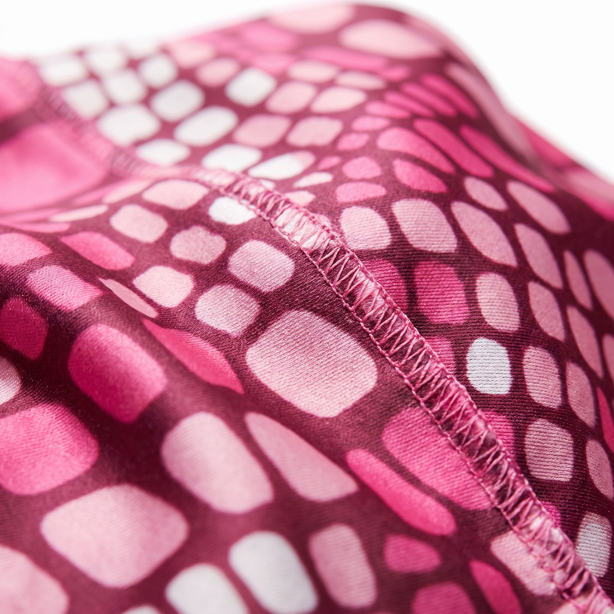 Hot Pink reptile snakeskin Satin Silky Durag fabric close-up showing Hot Pink reptile snakeskin print and stitching detail