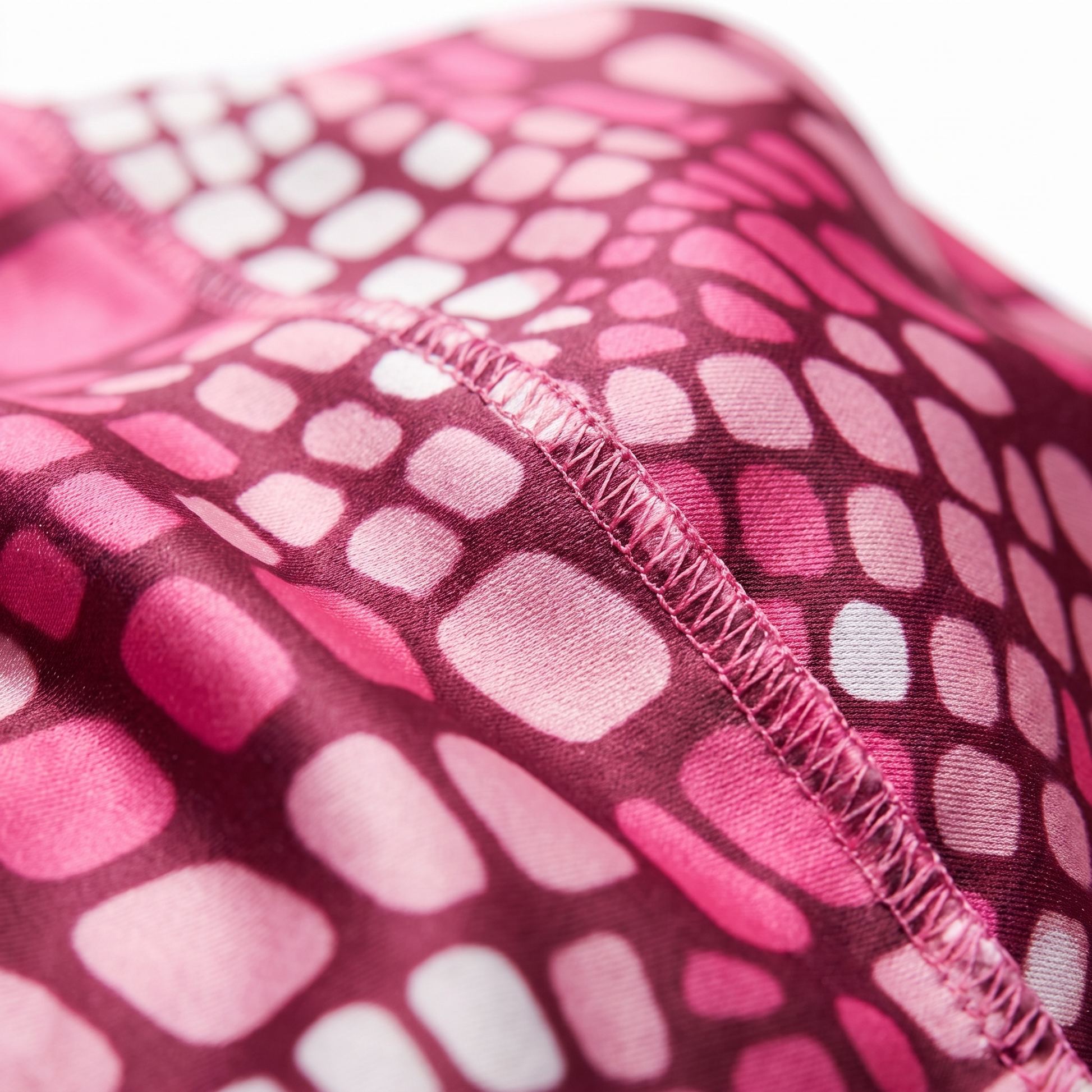 Hot Pink reptile snakeskin Satin Silky Durag fabric close-up showing Hot Pink reptile snakeskin print and stitching detail