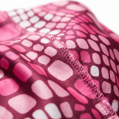 Hot Pink reptile snakeskin Satin Silky Durag fabric close-up showing Hot Pink reptile snakeskin print and stitching detail