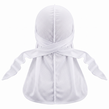 Athletic Mesh White Durag - premium durag back view showing wrap straps, tail and stitching